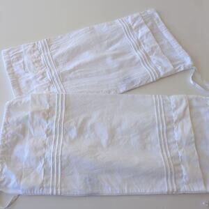 Set of 2 Schweitzer Linen White Bolster/Neck Roll Pillow Sham Pintuck Detailing